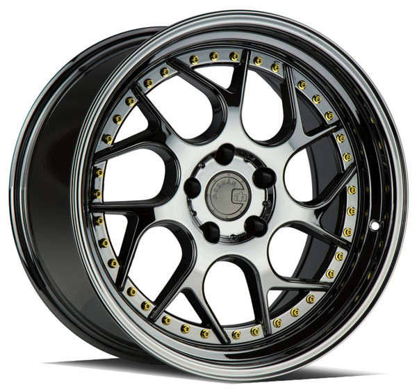 19x9.5 Aodhan DS01 Black Vacuum w/ Gold Rivet 5x4.5/114.3 22mm