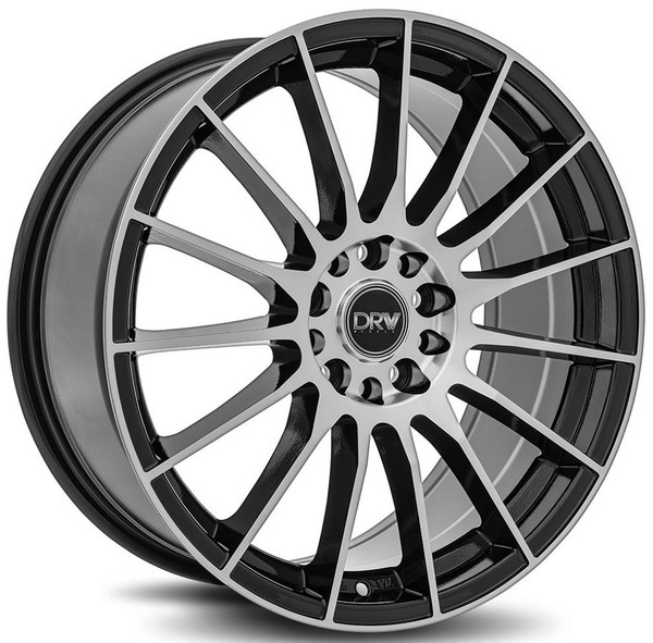 18x8 DRW D15 Gloss Black Machined Face 5x110 5x4.5/114.3 40mm