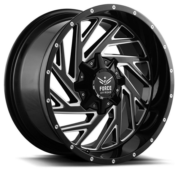 20x10 Force Off-Road F16 Gloss Black Milled 5x5/127 5x5.5/139.7 -12mm
