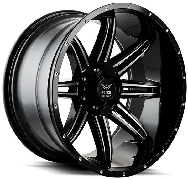 22x12 Force Off-Road F32 Gloss Black Milled (* May Require Trimming) 5x150 -44mm