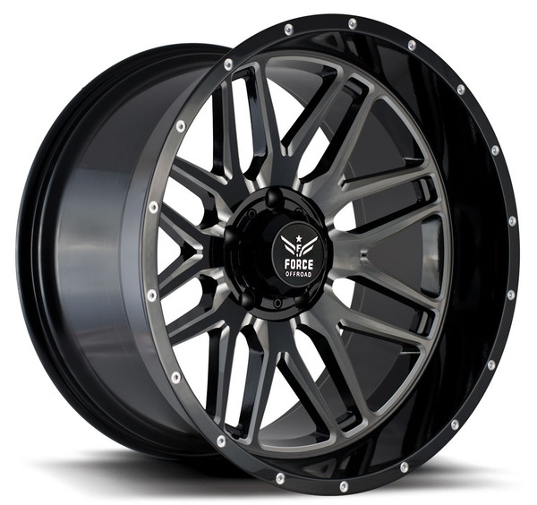 22x12 Force Off-Road F04 Gloss Black Milled (* May Require Trimming) 5x150 -44mm