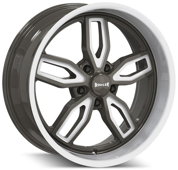 18x8 Ridler 608 Grey w/ Milled Spokes 5x4.75/120.7 0mm
