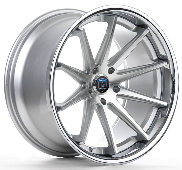 20x10 Rohana RC10 Silver Machined w/ Chrome Stainless Steel Lip 5x112 22mm