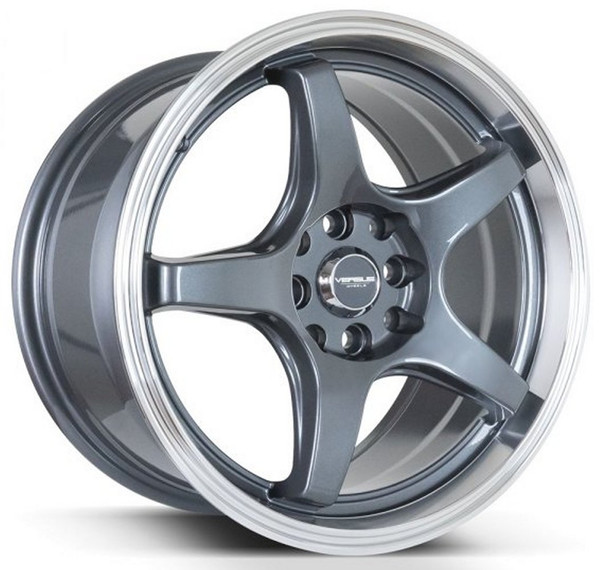 17x8 Versus VS005 Gunmetal w/ Machined Lip 4x100 4x4.5/114.3 35mm