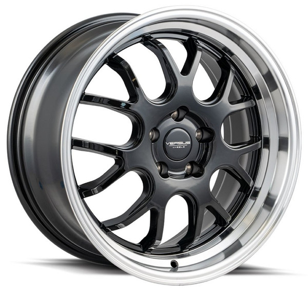 17x9 Versus VS824 Black w/ Polished Lip 5x4.5/114.3 5x100 25mm
