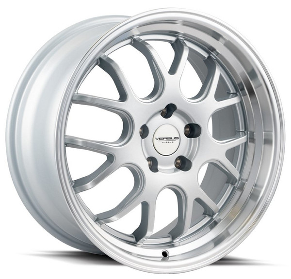 18x8.5 Versus VS824 Silver w/ Polished Lip 5x4.5/114.3 35mm