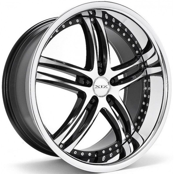 20x8.5 XIX X15 Gloss Black Machined w/ Chrome Stainless Steel Lip 5x4.25/108 35mm