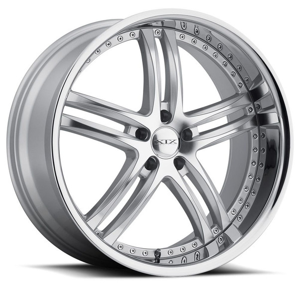 22x9 XIX X15 Silver Machined w/ Chrome Stainless Steel Lip 5x120 30mm