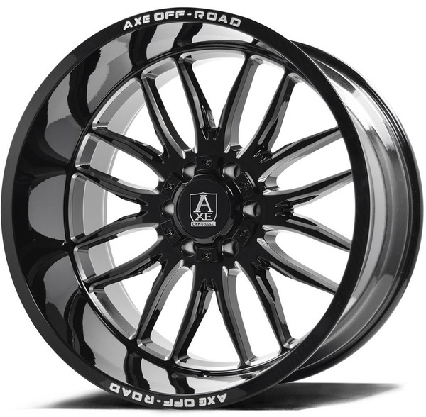 22x12 AXE Offroad Hades Gloss Black Milled (* May Require Trimming)  8x180 -44mm