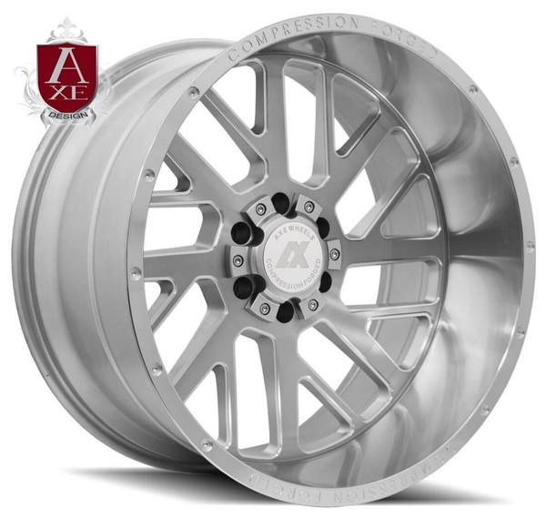 (Clearance - No Returns) 26x14 AXE Offroad AX2.1 Silver Brushed Milled w/ Mirror Lip (Compression Forged) (* May Require Trimming) 6x135 6x5.5/139.7 -76mm
