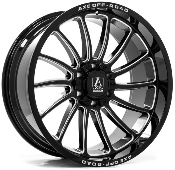 22x10 AXE Offroad Chronus Gloss Black Milled 8x180 -19mm