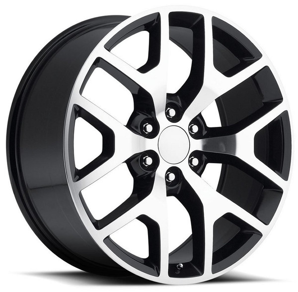 24x10 GMC Sierra Replica Wheel Gloss Black Machined Face FR44 6x5.5/139.7 31mm