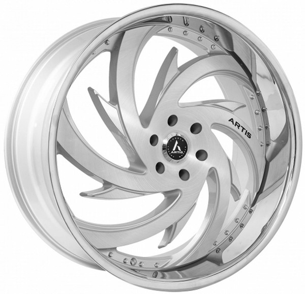 22x9 Artis Spada Silver w/ Brushed Face & Chrome Stainless Steel Lip (CUSTOM)