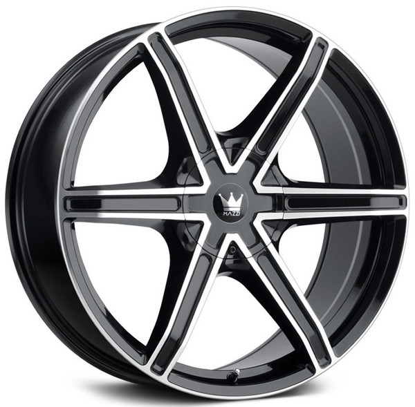 24x9.5 Mazzi Stilts 371 Gloss Black w/ Machined Face 5x115 5x120 18mm