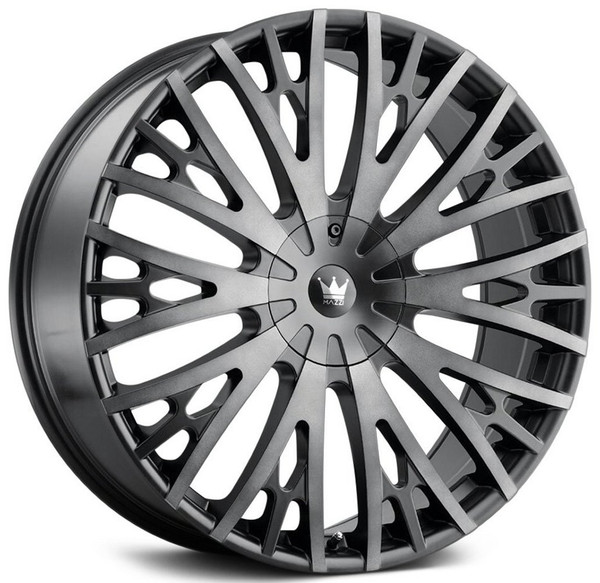 22x9.5 Mazzi Twist Tie 373 Matte Black w/ Dark Tint 5x115 5x120 18mm