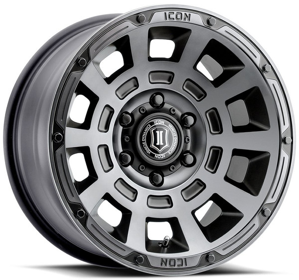 17x8.5 ICON Thrust Smoked Satin Black Tint 5x150 25mm