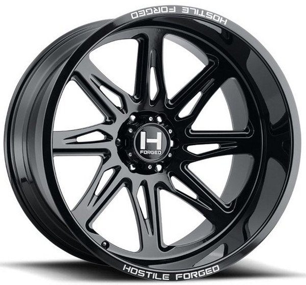 24x12 Hostile Forged HF07 Tomahawk Gloss Black (Forged) (6 Lug) (* May Require Trimming) 6x5.5/139.7 -44mm