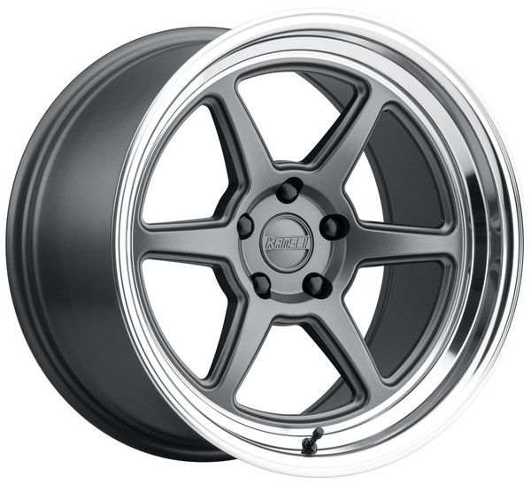 (Clearance - No Returns) 18x9 Kansei Roku Matte Grey Machine Lip 5x100 12mm