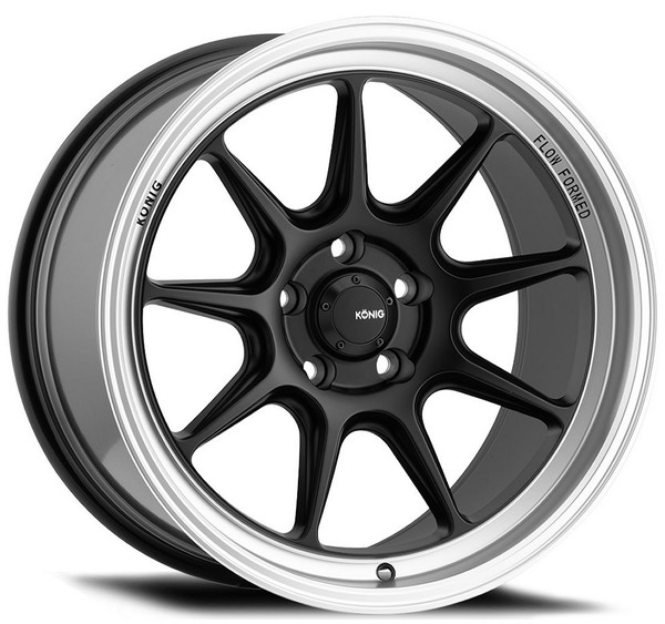 18x10.5 Konig Countergram Matte Black w/ Matte Machined Lip (Flow Formed) 5x120 25mm