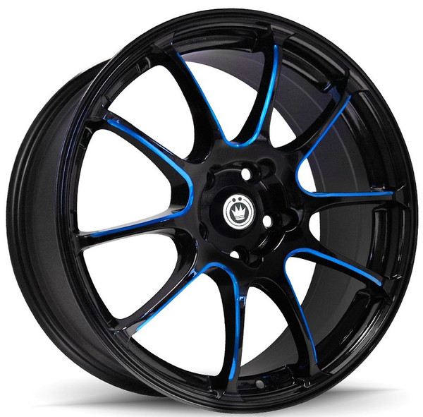 17x7 Konig Illusion Gloss Black w/ Ball Cut Blue 5x100 40mm