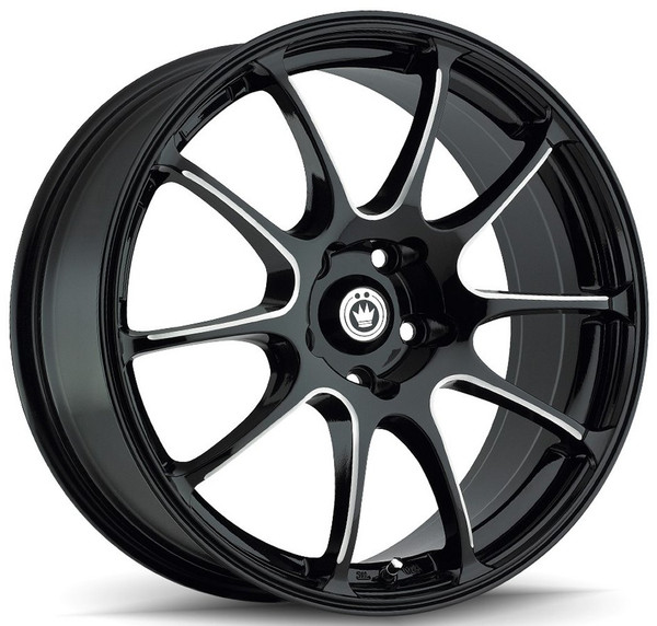 17x7 Konig Illusion Gloss Black w/ Ball Cut Machined Spoke 4x100 40mm