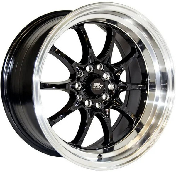 16x8 MST MT11 Gloss Black w/ Machined Lip  5x100 5x4.5/114.3 15mm