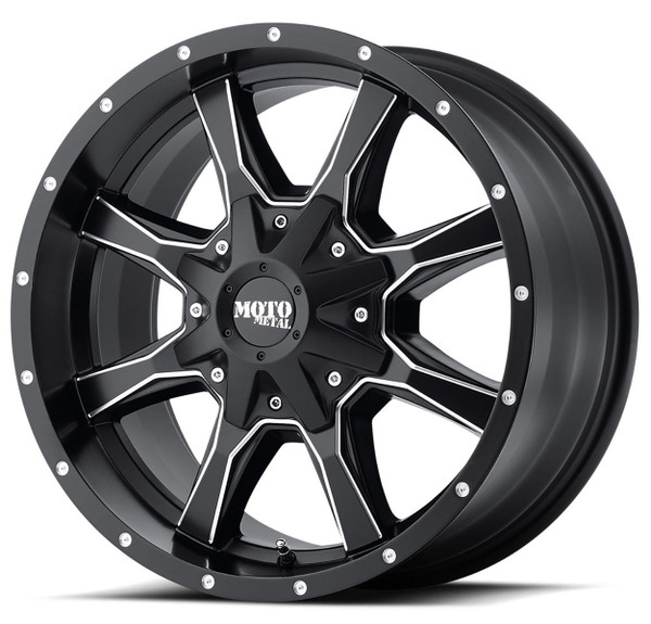 (Clearance - No Returns) 18x10 Moto Metal MO970 Semi Gloss Black Milled 6x135 6x5.5/139.7 -24mm-1700026410