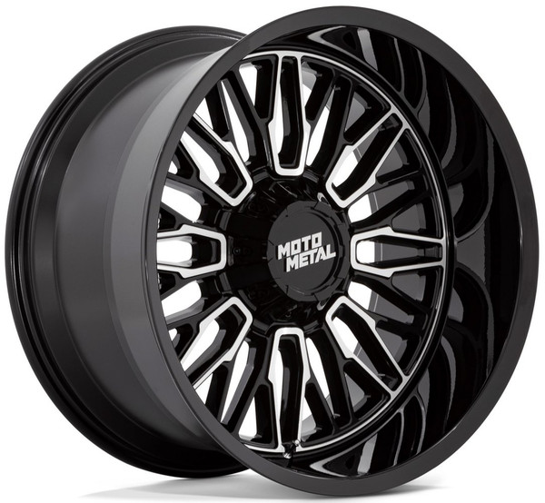 (Clearance - No Returns) 22X12 Moto Metal MO809 Gloss Black Machined (* May Require Trimming) 8x180 -44mm