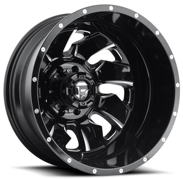 20x8.25 Fuel Off-Road Cleaver Gloss Black Milled Dually Rear Outer D574 8X6.5/165 -240MM 121.5 C.B.