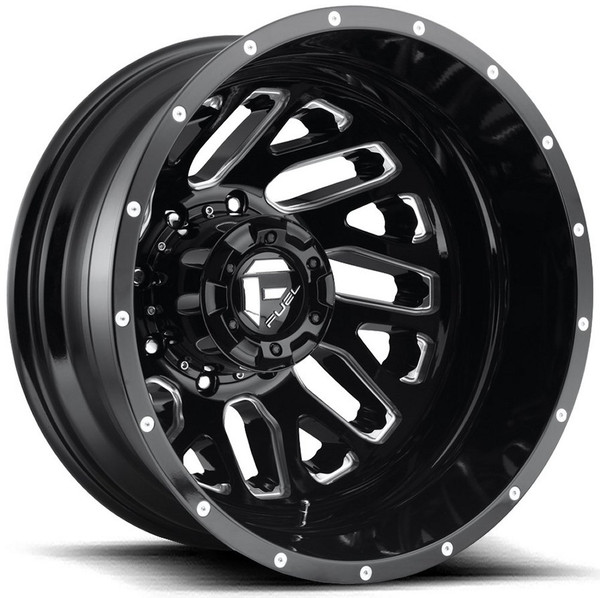 20x8.25 Fuel Off-Road Triton Black Milled Dually Rear Outer D581 8X200 -201MM 142.0 C.B.