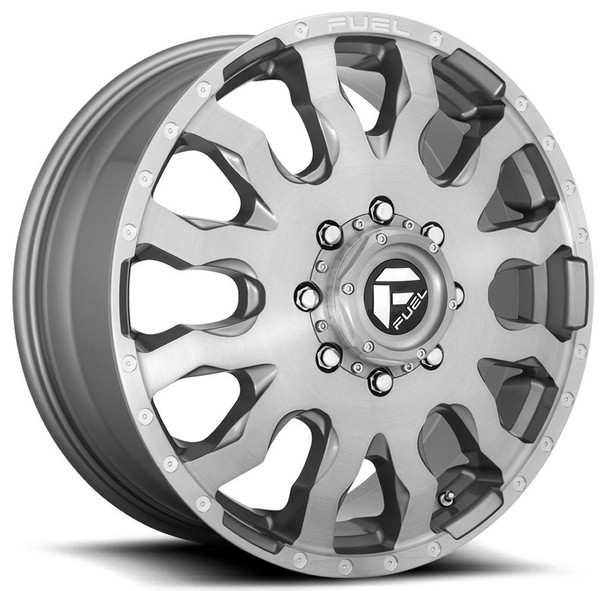 20x8.25 Fuel Off-Road Blitz Platinum Brushed & Tinted Dually Front D693 8X210 105MM 154.3 C.B.