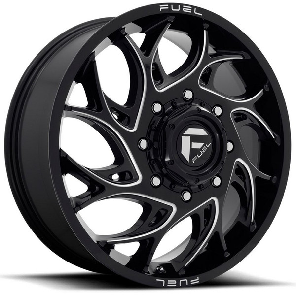 22x8.25 Fuel Off-Road Runner Gloss Black Milled Dually Front D741 8X210 105MM 154.3 C.B.