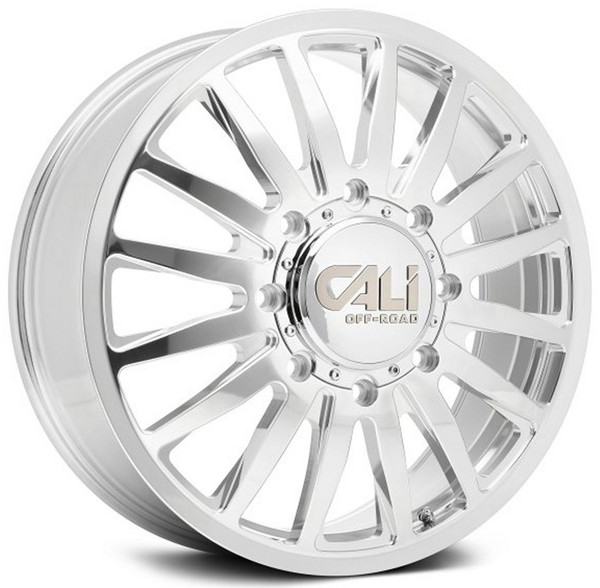 20x8.25 Cali Off-Road Summit Dually Front 9110D Polished w/ Milled Spokes 8X6.5/165 115MM 121.3 C.B.