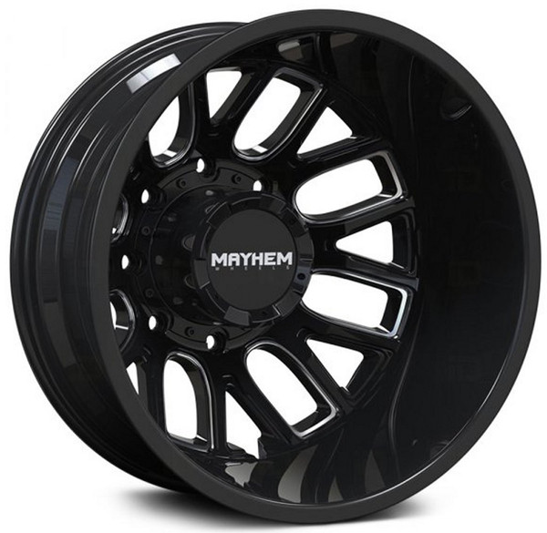 20x8.25 Mayhem Cogent Dually Rear 8107D Gloss Black w/ Milled Spokes 8X6.5/165 -192MM 121.3 C.B.