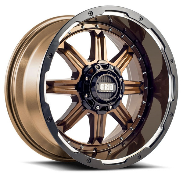 20X9 GRID Off-Road GD10 Gloss Bronze w/ Black Lip 5x5/127 5x5.5/139.7 15mm-1700083585