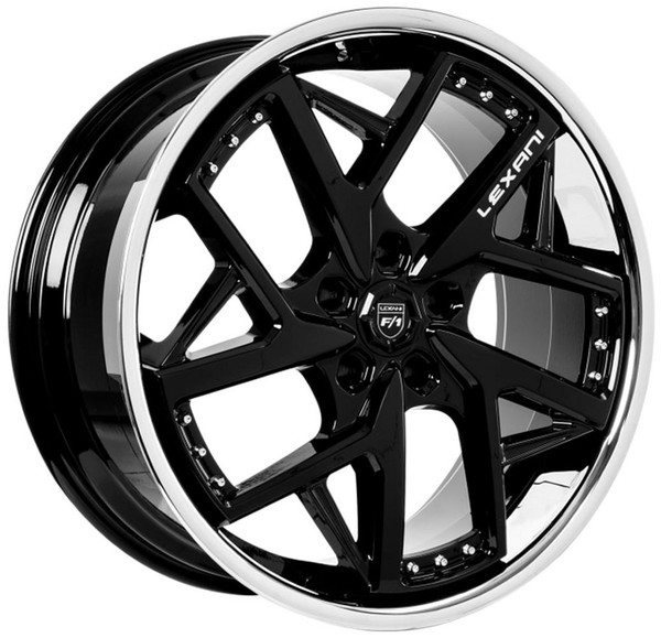 20x10.5 Lexani Devoe Gloss Black w/ Stainless Steel Chrome Lip (CUSTOM)