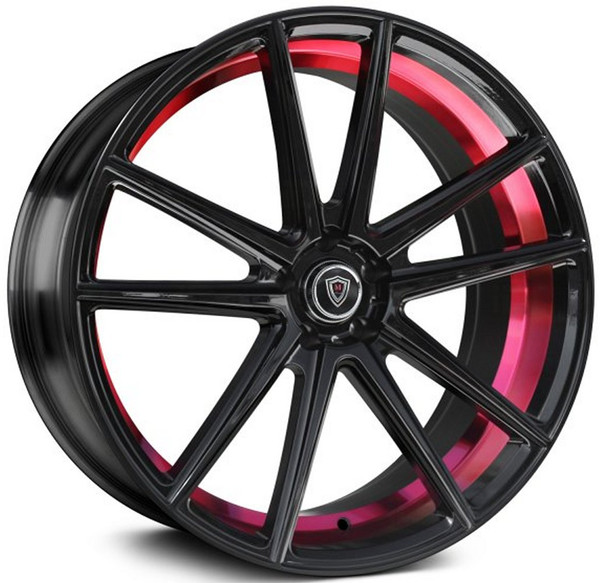 22x9 Marquee M3197 Gloss Black w/ Red Inner  5x4.5/114.3 35mm