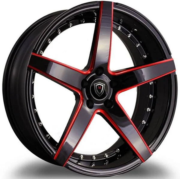 20x9 Marquee M3226 Gloss Black w/ Red Milled 5x120 33mm