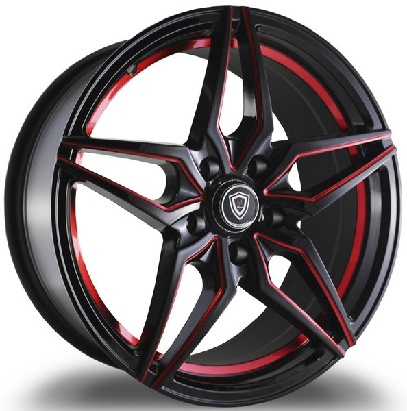 18x9 Marquee M3259 Gloss Black w/ Red Milled 5x4.5/114.3 38mm