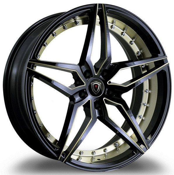 20x10.5 Marquee M3259 Gloss Black  w/ Titanium Milled & Inner Lip 5x112 38mm