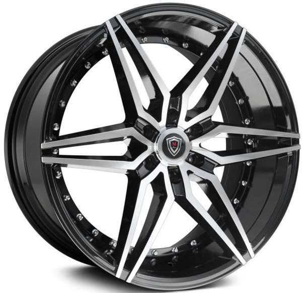 24x10 Marquee M3259B Gloss Black Machined 6x135 25mm