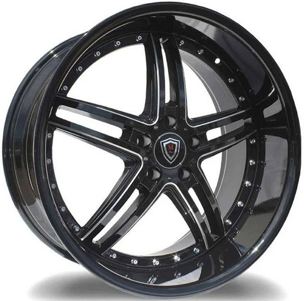 20x9 Marquee M5329 Gloss Black Milled 5x112 35mm