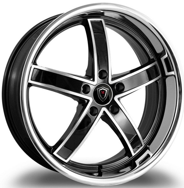 20x10.5 Marquee M5330A Gloss Black Machined w/ Chrome Stainless Steel Lip 5x115 40mm