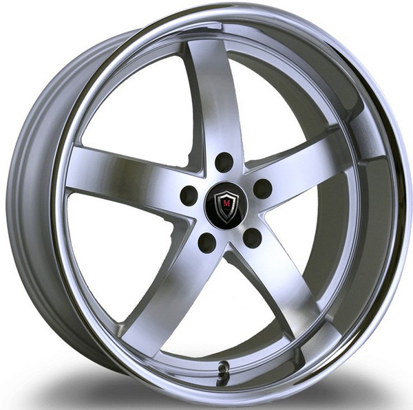 20x10.5 Marquee M5330B Silver Machined w/ Chrome Stainless Steel Lip 5x120 15mm