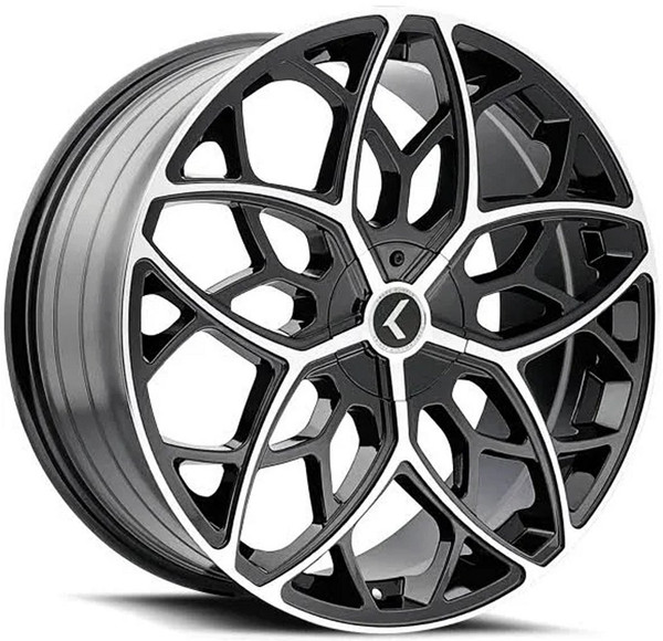 22x8.5 Kraze KR184 Gloss Black Machined Face 5x115 5x120 38mm