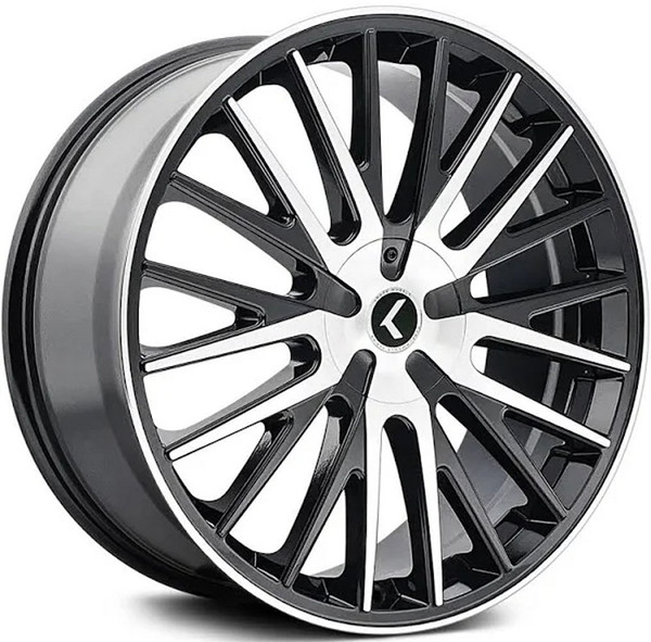 22x8.5 Kraze KR185 Gloss Black Machined Face 5x115 5x120 38mm