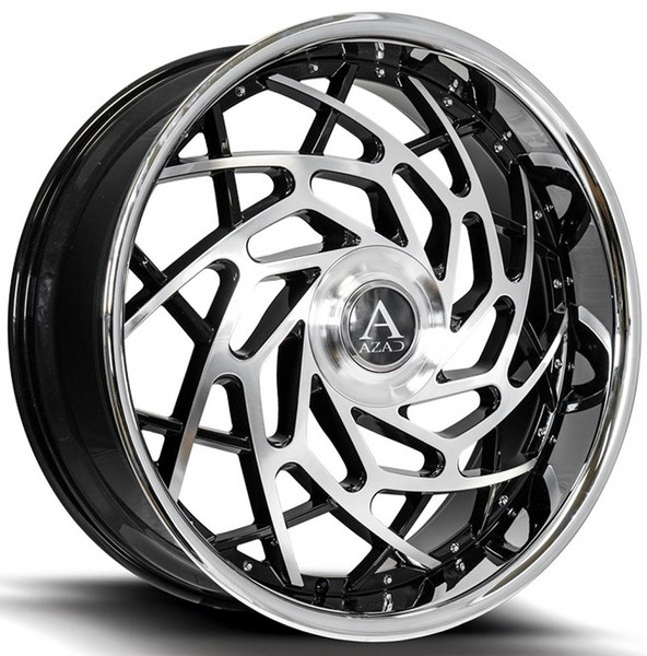 22x9.5 AZAD AZReign Gloss Black Machined w/ Chrome Stainless Steel Lip  6x135 6x5.5/139.7 25mm