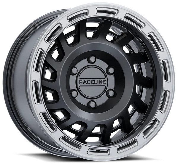 17x9 Raceline 957BS Halo Satin Black w/ Silver Ring 5x5/127 -12mm