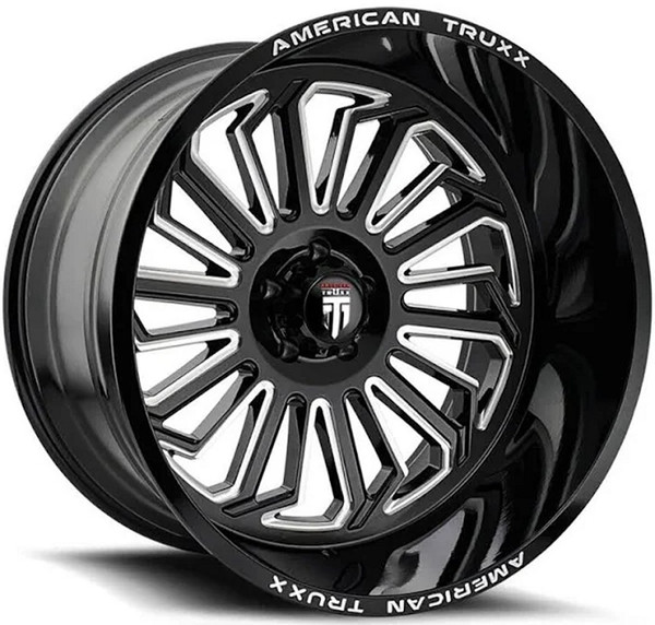 20x12 American Truxx AT1916 Butcher Gloss Black w/ Milled Spokes (* May Require Trimming) 5x5/127 -25mm