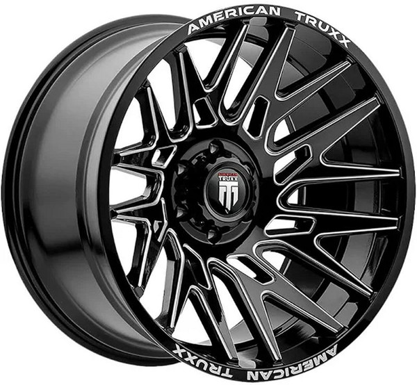 22x12 American Truxx AT1919 Evolution Gloss Black w/ Milled Spokes (* May Require Trimming) 6x5.5/139.7 -44mm